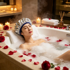<span class=keywords><strong>Bonnet</strong></span> de soin capillaire <span class=keywords><strong>auto</strong></span>-<span class=keywords><strong>chauffant</strong></span> en aluminium épaissi, imperméable et réutilisable pour salon, maison et spa - Product Image 2