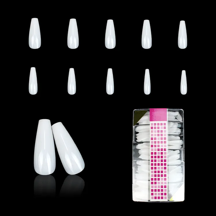500pcs/box designer Press On Nails artificial french false nails White ABS Coffin Fake Nails