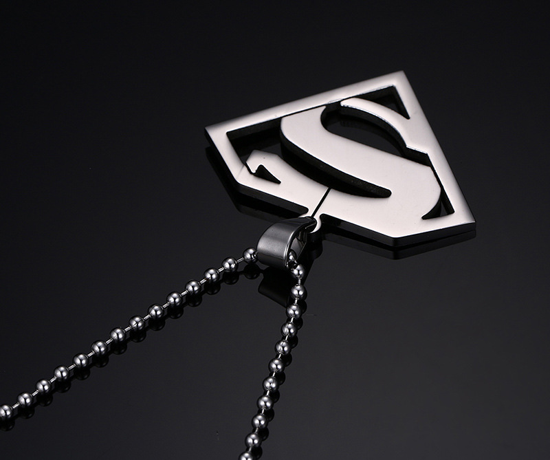 Collana Uomo Con Ciondolo Superman, In Acciaio Inox 316L, Catena A Scatola 24 Pollici, Colori Argento/oro/nero, Regalo