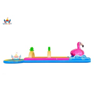 Toboggan aquatique gonflable sur le thème du flamant rose en PVC personnalisé de haute qualité, équipement de location en plein air pour les écoles - Product Image 2