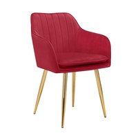 Chaise de salle à manger verte en gros, très demandée, chaise de petit-déjeuner en velours, fauteuil à pieds métalliques