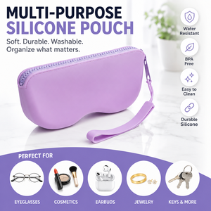 Custom Logo Silicone Storage Pouch Portable Anti-lost <b>Wrist</b> Strap Travel Silicone Zipper <b>Bag</b> Multi-purpose Silicone Carry <b>Bag</b> - Product Image 1