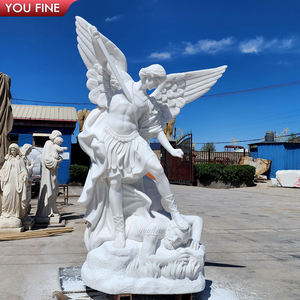 Estatua de San Miguel Arcángel Matando al Diablo, de Mármol Blanco, Tamaño Real, con Espada, para Decoración de Iglesias Católicas, YOUFINE - Product Image 5