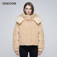 Veste d'hiver matelassée en nylon jacquard à carreaux mi-longue, à capuche, multi-poches, pour femme, directement de l'usine
