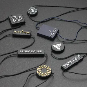 Custom gold logo label design plastic seal tag garment plastic hang tag with string