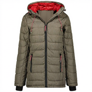 Hooded Puffer Jacket Solid Color Windproof Winter Casual Zipper Closure Thick Polyester Wadding Regular Fit - Product Image 4