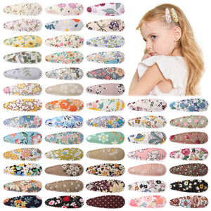 Niñas Impreso Floral Algodón Básico Snap BB Clip Dulce Bobby Horquilla Liso Rayas Accesorios para el cabello hechos a mano al por mayor - Product Image 1