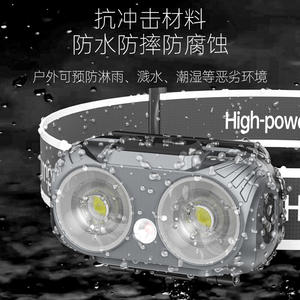 Lampe frontale LED haute puissance T-22 rechargeable 1200 mAh, étanche, pour travaux extérieurs - Product Image 2