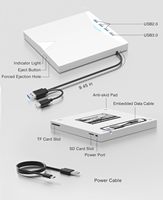 External CD/DVD Burner 7-in-1 with USB Hub, USB 3.0, Type-C, SD/TF Slots-Portable Optical Drive for PC, Laptop, Linux, Windows