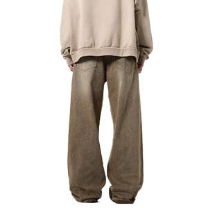 กางเกงยีนส์ทรงตรงสไตล์วินเทจสำหรับผู้ชาย ขายส่งแฟชั่นคลาสสิก ลุคสตรีทแวร์ ทรงโอเวอร์ไซส์ ขอบดิบ ทรงแบ็กกี้ - Product Image 5