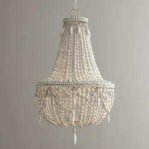 Lustre en <span class=keywords><strong>bois</strong></span> perlé, <span class=keywords><strong>suspension</strong></span> moderne, blanc chaud, AC, pour plafond de maison, grand loft, <span class=keywords><strong>perles</strong></span> vintage - Product Image 6
