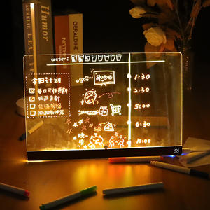 لوحة ملاحظات أكريليك مضيئة بتقنية <span class=keywords><strong>LED</strong></span> للديكور المنزلي بتصميم عصري وإضاءة دافئة بيضاء قابلة لإعادة الكتابة مع قائمة مهام ومصباح مكتب - Product Image 5