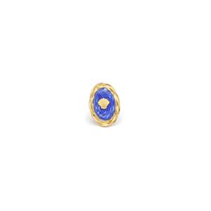 Bague tendance en acier inoxydable 316L plaqué or PVD, design coquille émail bleu, forme ovale - Product Image 1