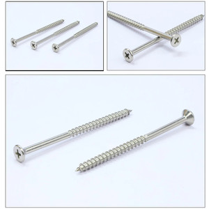 Tornillos autorroscantes de acero inoxidable M4 con cabeza de trompeta para fijación en madera, aglomerado y tablero de partículas, medidas métricas - Product Image 3