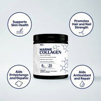 Poudre de collagène marin hydrolysé 8g, best-seller, halal, végétalien, pour éclaircir et illuminer la peau, avec vitamine C et MSM