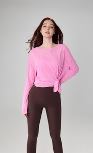 Lâche et respirant fil flammé haut de <span class=keywords><strong>sport</strong></span> femmes Simple un côté fente Yoga course en plein air Fitness femmes hauts et chemisiers - Product Image 3