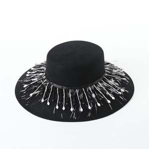 X1236 ANLUXFIER Sombrero Unisex de Lana para Adultos, de Ala Ancha y Transpirable, con Decoración de Borla, Estilo Plano, para Uso en Exteriores en las Cuatro Estaciones - Product Image 1