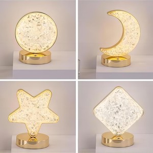 Lámpara de Mesa Cuadrada LED acrílica moderna, luz de noche de luna y Estrella, batería blanca cálida, recargable, inalámbrico, hogar, restaurante, control remoto - Product Image 1