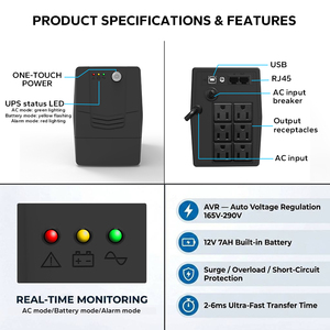 เครื่องสำรองไฟบราซิล 850VA 480W พร้อมโหมดชาร์จ<span class=keywords><strong>แบ</strong></span>บ Off Mode และ Cold Start ผลิตโดยโรงงาน OEM ODM - Product Image 3