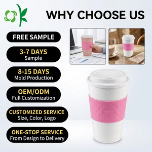 Oksilicone Durable Custom Printed Silicone Coffee Tea <strong>Cups</strong> and Saucers Design Style Protector Glass Bottle Sleeve Personalized - Product Image 1