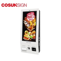 Kiosque LCD COSUN SIGN pour restaurant en libre-service, écran tactile mural, fonction SDK, fonctionnalités de paiement ciblées, ISO TUV CE ROHS