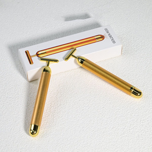 Prodotti di Bellezza Anti-età per la Cura della Pelle con Marchio Privato, Barra Elettrica a Forma di T in <span class=keywords><strong>Oro</strong></span> 24k, Rullo Vibrante in Metallo per Lifting Facciale - Product Image 5