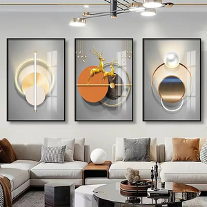 Cadre en alliage d'aluminium <span class=keywords><strong>Art</strong></span> mural en porcelaine de cristal <span class=keywords><strong>moderne</strong></span> de luxe Peintures imprimées à suspendre en <span class=keywords><strong>galerie</strong></span> pour la décoration de salon - Product Image 6