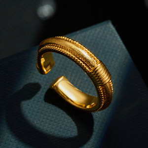 Retro Gold Knotted Open Ring Adjustable Band Unisex Fashion Jewelry - Product Image 3