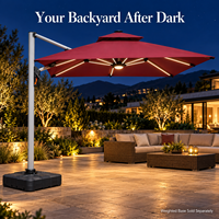 Parasol cantilever en aluminium 120 mm, 3x4 m, avec baleines 18x28 mm et auvent teint en fil 260 g pour terrasse commerciale, vente en gros