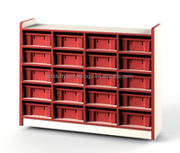 Meuble de rangement scolaire universel en bois contemporain coloré, durable et écologique pour enfants