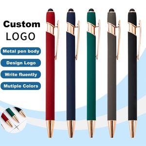 Bolígrafo Promocional de Nuevo Diseño con Logotipo Personalizado, Bolígrafo con Punta Táctil, Bolígrafos Metálicos Color Oro Rosa con Logotipo Personalizado Promocional - Product Image 1