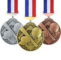 Médailles sportives créatives en alliage de zinc moulé, or, argent, bronze, pour événements de baseball, commémoratives, logo 3D personnalisé, vente en gros sur mesure