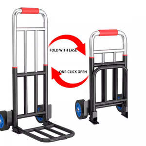 Industrial Stainless Steel Iron Frame Two-<b>Wheel</b> Portable Luggage Cart <b>Shopping</b> Grocery Trolley Hand-Pulled Foldable Platform OEM - Product Image 1