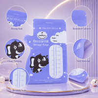 Sacs de conservation du lait maternel jetables personnalisés, double fermeture éclair, anti-fuite, finition brillante avec fenêtre, compatibles congélateur, sans BPA, en vrac