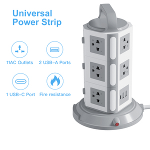 Socket <strong>Tower</strong> Power Strip <strong>Plug</strong> Surge Protector Power Strip <strong>Tower</strong> 12 AC Socket 2USB Port Surge Protector - Product Image 5