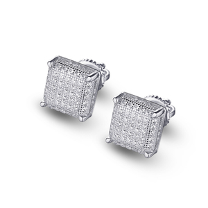 Boucles d'<span class=keywords><strong>oreilles</strong></span> tendance en argent 925 style hip-hop, avec diamants Moissanite VVS, à visser, pour hommes et femmes, vente en gros, offre spéciale - Product Image 3