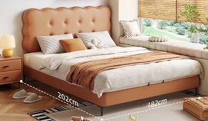 Cama Completa con Estructura de Madera Tapizada en Algodón con Forma de Galleta, Cómoda y Moderna, con Almacenamiento Oculto, Compacta, para Dormitorio Infantil - Product Image 4