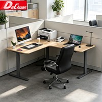 Bureau debout en L à trois moteurs de qualité professionnelle avec contrôle de mémoire pour bureau commercial