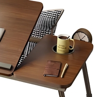 Table d'ordinateur portable en bois réglable en hauteur, pliable et portable, pour lit, bureau, maison, chambre, étude, travail, canapé