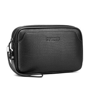 Grande capacidade dos homens novos Casual Soft Pu bolsa de couro senha bloqueio anti-roubo na moda pedra padrão embreagem - Product Image 5