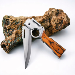 Couteau tactique de survie en jungle de haute qualité OEM/ODM/DIY avec mini lampe torche LED, manche en bois massif, couteau EDC tranchant - Product Image 3