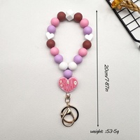 Nouveau Porte-clés Pendentif Dessin Animé en Silicone, Bracelet Perles, Accessoires Mignons pour Sac, Cadeaux Créatifs