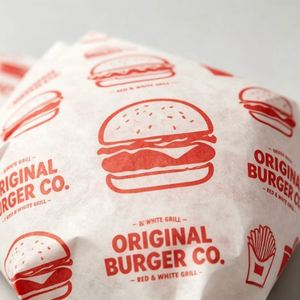 Papel Antigrasa Grueso de Grado Alimenticio con Logotipo Personalizado al por Mayor, Hojas de Papel para Envolver Hamburguesas - Product Image 4