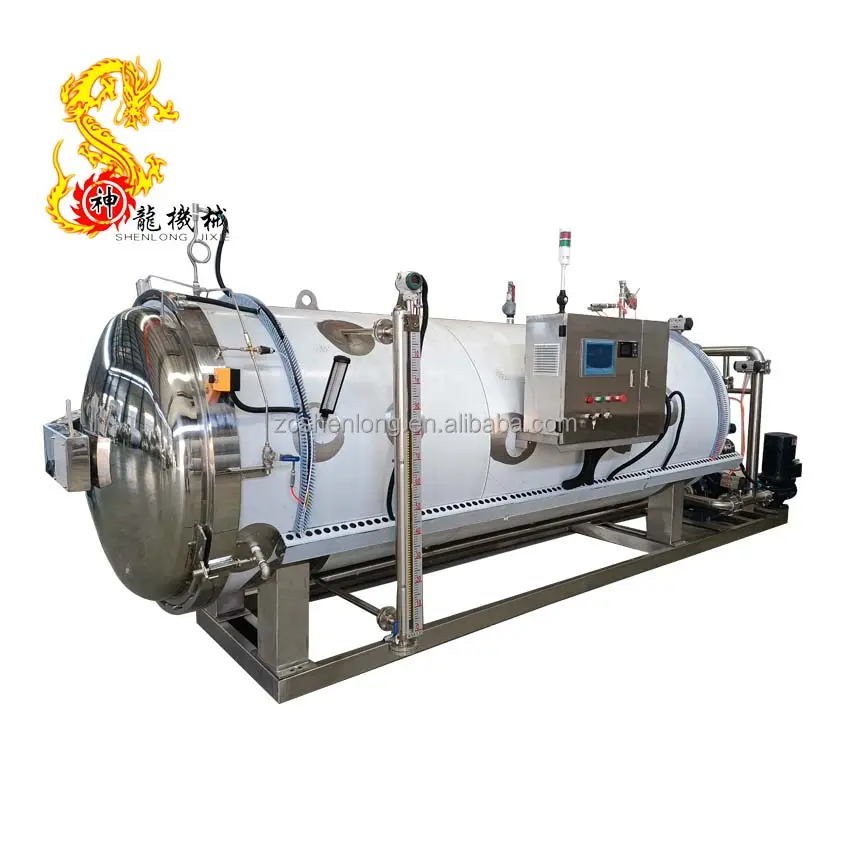 Large retort high pressure Glass Bottle Soy Milk Dairy Product aluminum cans mushroom substrate sterilization autoclave retort