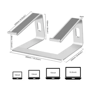 Noteboo ขนาด10ถึง15.6นิ้ว,ที่วางแล็ปท็อปอลูมิเนียมยืนคอมพิวเตอร์แล็ปท็อปตามหลักสรีรศาสตร์ลิฟต์สำหรับโต๊ะทำงานที่วางโลหะเข้ากันได้กับ