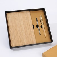 Ensemble cadeau de carnet à couverture rigide en bois écologique, logo personnalisé, impression sérigraphique, souvenir d'entreprise