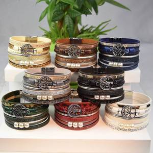 Punk <b>Leather</b> <b>Bracelet</b> Strategic Factory Direct Wholesale Mirror Reflection Finish Holiday Gift for Women Non-oxidizing Surface - Product Image 2