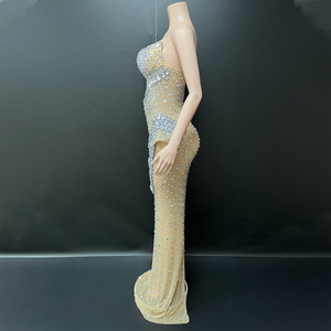 Novance Y5208, Vestido de Cóctel de Malla sin Tirantes, Sexy, para Mujer, Largo hasta el Suelo, Brillante, Elegante, para Graduación - Product Image 2