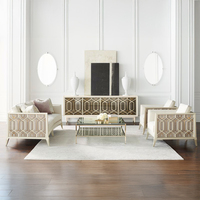 Ensemble de canapés modernes de luxe en chêne massif pour appartement et salon avec canapé doré haut de gamme et mobilier élégant pour la maison