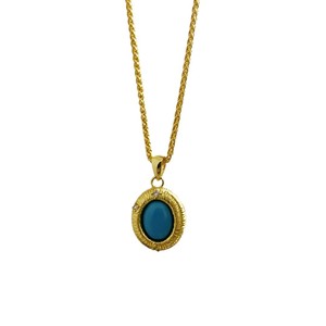 "<strong>Tiffany</strong> Blue" Vintage Blue Pine Brushed Necklace, Autumn/Winter New Style, Light Luxury Zirconia Clavicle <strong>Chain</strong> for Women - Product Image 5